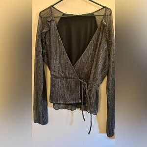 Love and Promises peplum metallic wrap top